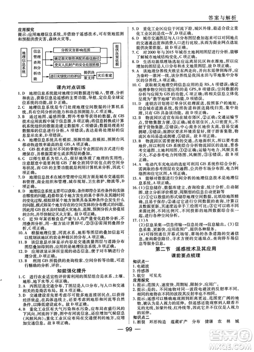 湘教版45分鐘課時(shí)作業(yè)與單元測試地理必修3參考答案