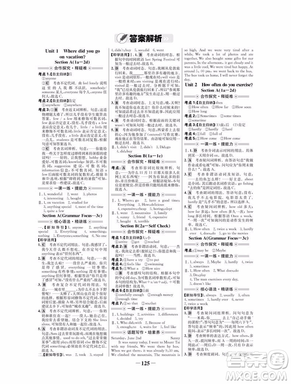 世紀金榜人教版8年級上冊英語2019版初中金榜學(xué)案參考答案