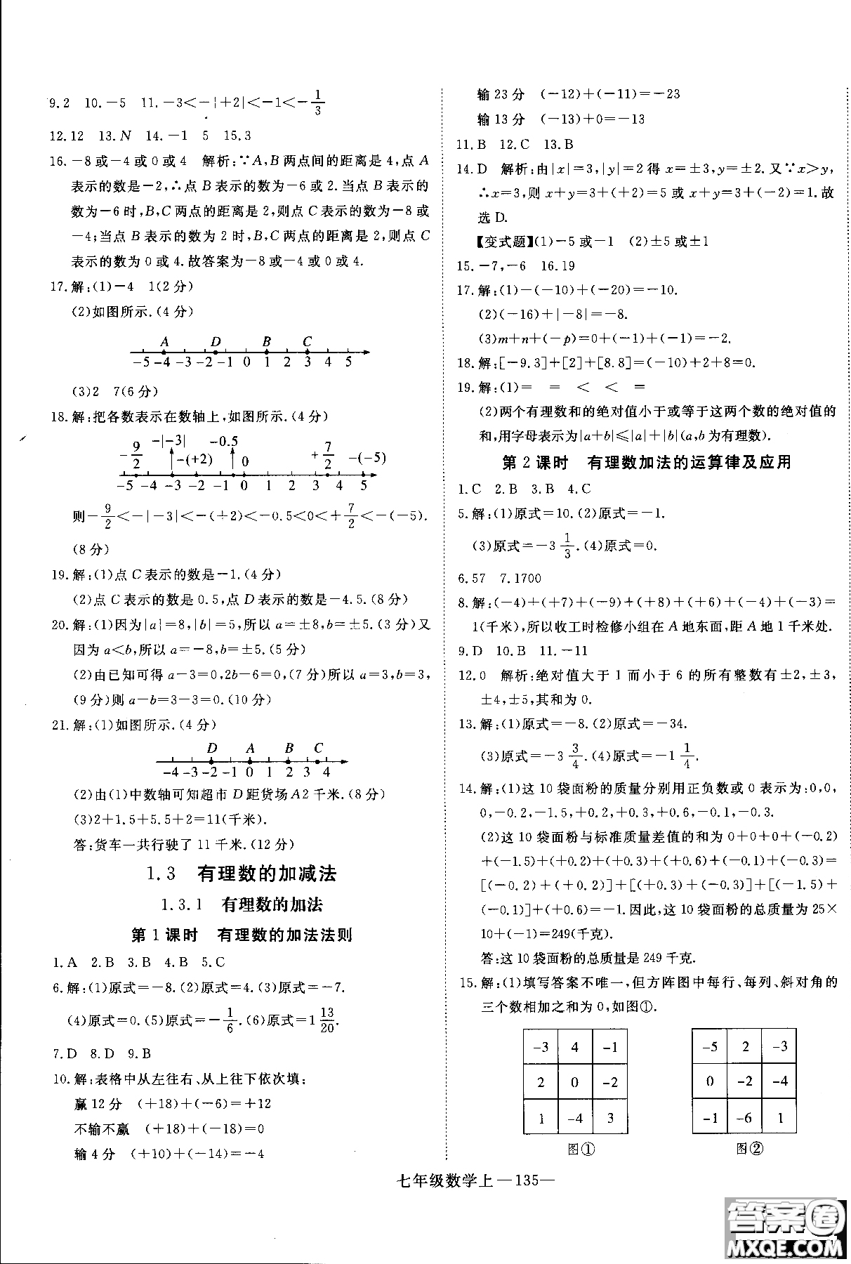 優(yōu)翼叢書(shū)2018年學(xué)練優(yōu)七年級(jí)上冊(cè)數(shù)學(xué)參考答案