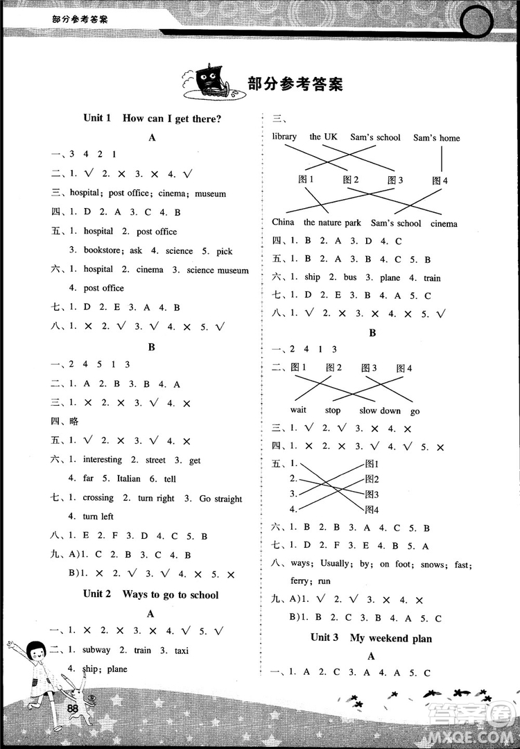 2018自主與互動學(xué)習(xí)新課程學(xué)習(xí)輔導(dǎo)英語6年級上冊人教版PEP版參考答案