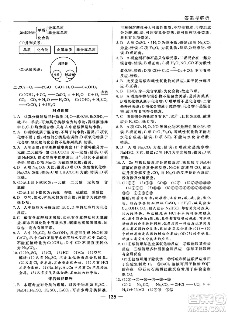 45分鐘課時作業(yè)與單元測試人教版高中化學(xué)必修1參考答案