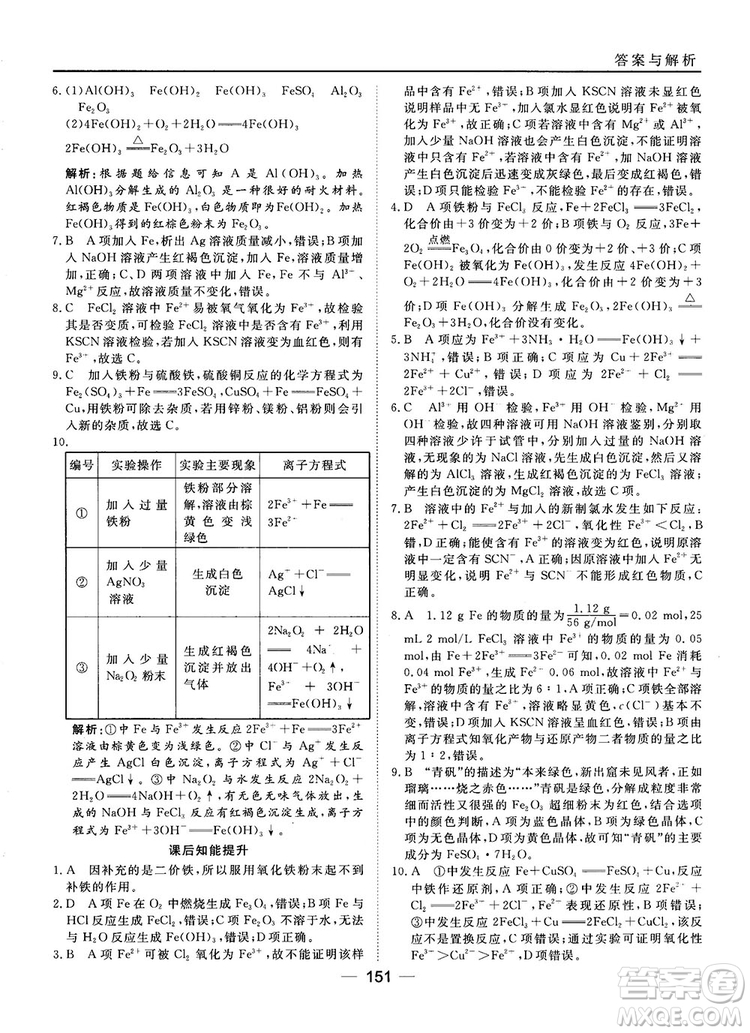 45分鐘課時作業(yè)與單元測試人教版高中化學(xué)必修1參考答案