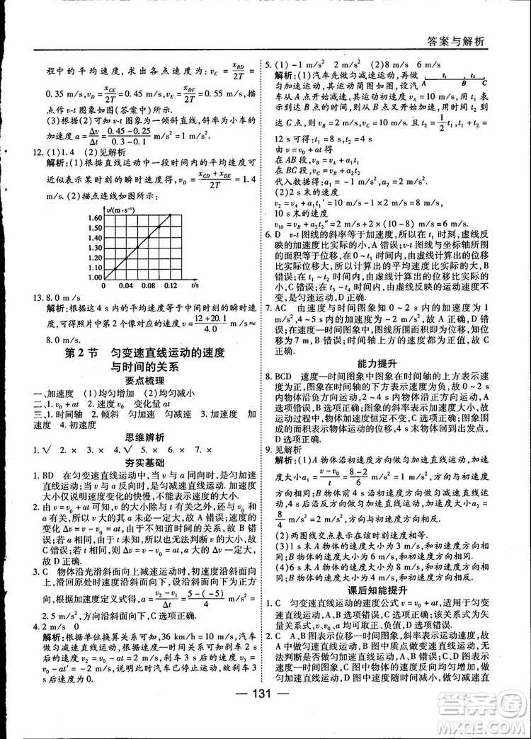 45分鐘課時(shí)作業(yè)與單元測(cè)試高中物理必修1人教版參考答案