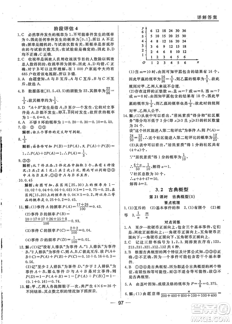 2018年45分鐘課時作業(yè)與單元測試人教A版高中數(shù)學(xué)必修3參考答案