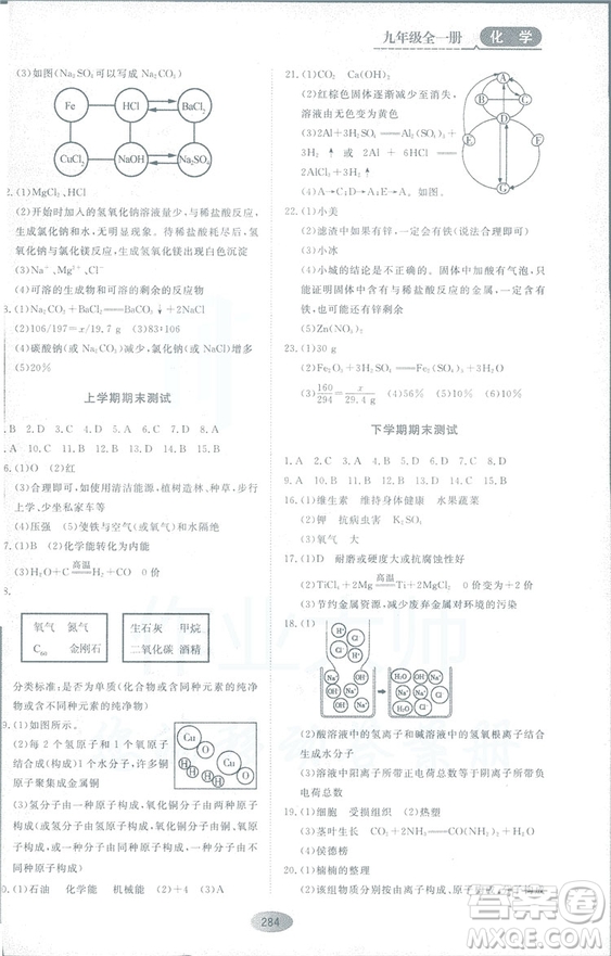 2018資源與評(píng)價(jià)九年級(jí)化學(xué)全一冊(cè)人教版參考答案