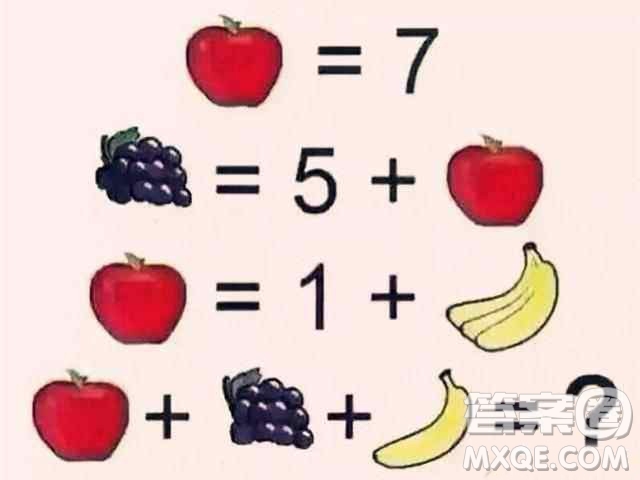 蘋果=7，葡萄=5+蘋果圖片答案