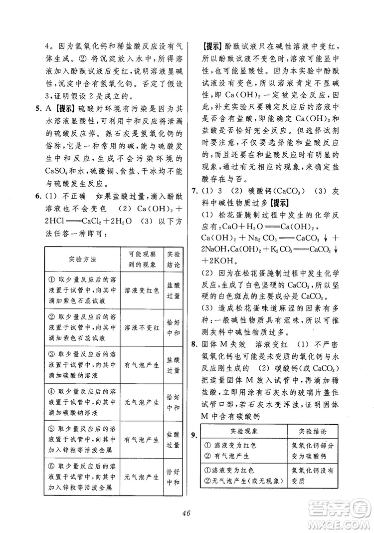 2018年常春藤初中四星級題庫化學參考答案