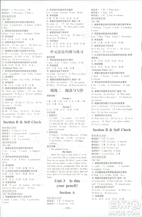 2019版導(dǎo)與練練案課時作業(yè)本英語七年級上冊人教版參考答案