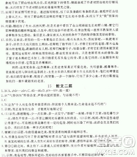 2018秋人教版RJ學(xué)練優(yōu)核心素質(zhì)提高訓(xùn)練八年級上冊語文參考答案