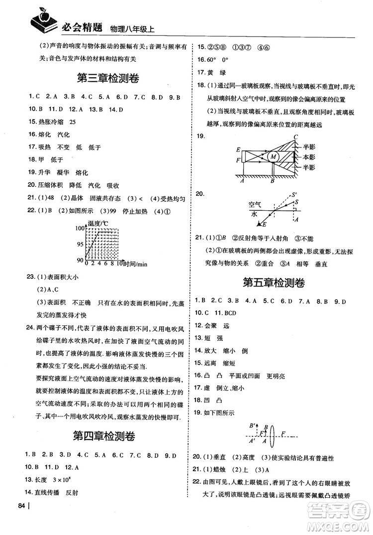 2018年學而思必會精題八年級物理上冊參考答案