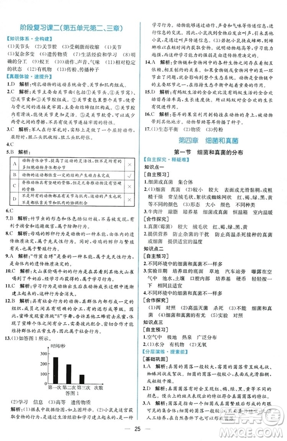 2018同步學(xué)歷案課時(shí)練生物學(xué)人教版八年級(jí)上冊(cè)參考答案