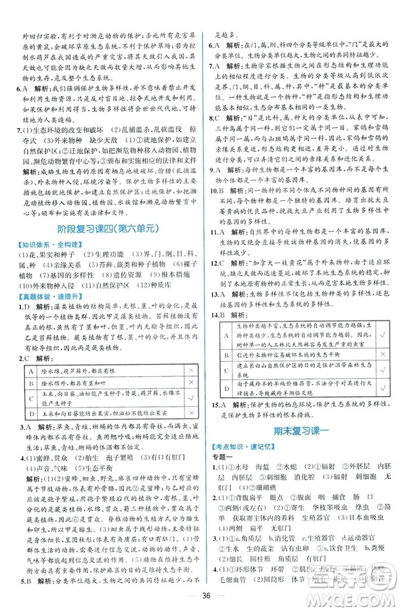 2018同步學(xué)歷案課時(shí)練生物學(xué)人教版八年級(jí)上冊(cè)參考答案