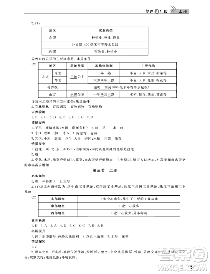 2018智慧學(xué)習(xí)課堂作業(yè)人教版八年級上冊地理答案