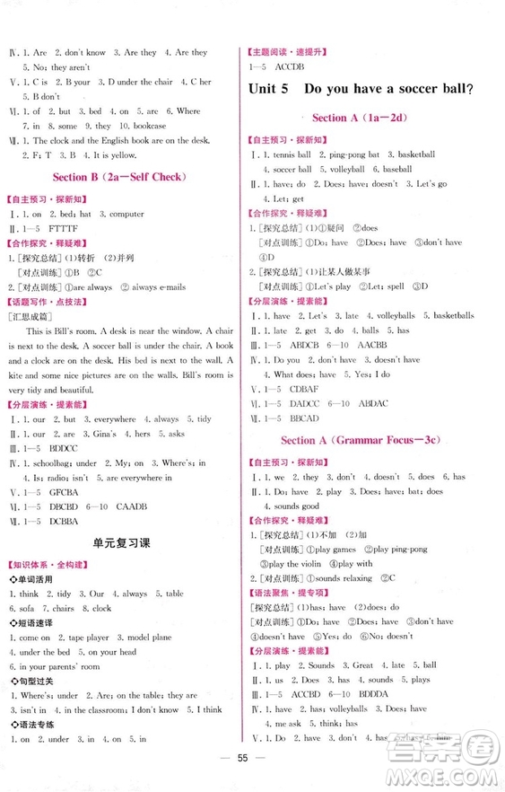 9787107326028人教版2018七年級上冊英語課時練同步學(xué)歷案參考答案