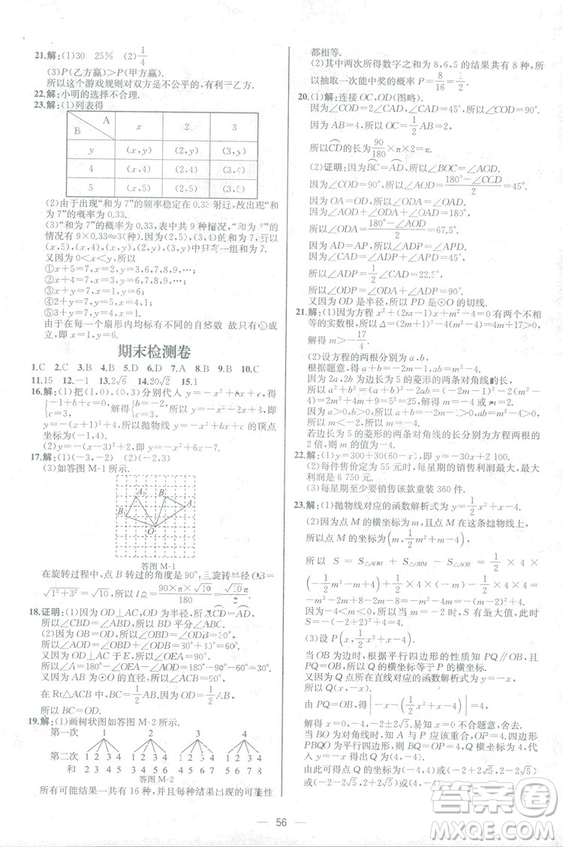 人教版2018數(shù)學(xué)課時練九年級上冊數(shù)學(xué)課時練同步學(xué)歷案答案
