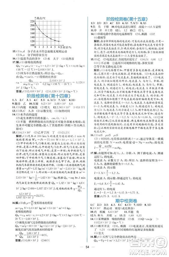 2018秋同步學(xué)歷案課時(shí)練九年級(jí)上物理人教版參考答案