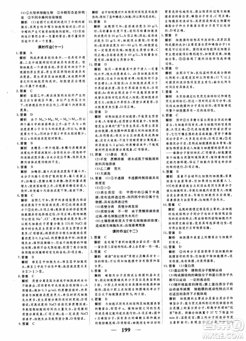 2019衡水重點(diǎn)中學(xué)高考調(diào)研同步精講精練新課標(biāo)版生物必修1參考答案