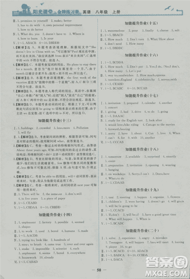 2018年陽(yáng)光課堂金牌練習(xí)冊(cè)英語(yǔ)八年級(jí)上冊(cè)人教版答案