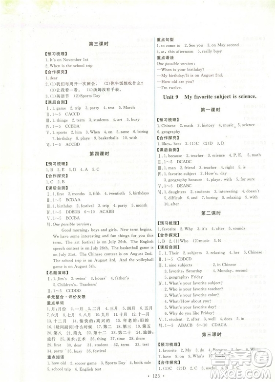 2018秋能力培養(yǎng)與測(cè)試七年級(jí)上冊(cè)人教版英語參考答案