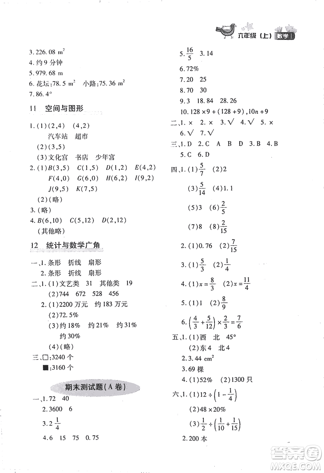 優(yōu)化設(shè)計(jì)課課練2018版六年級(jí)數(shù)學(xué)上冊(cè)人教版參考答案