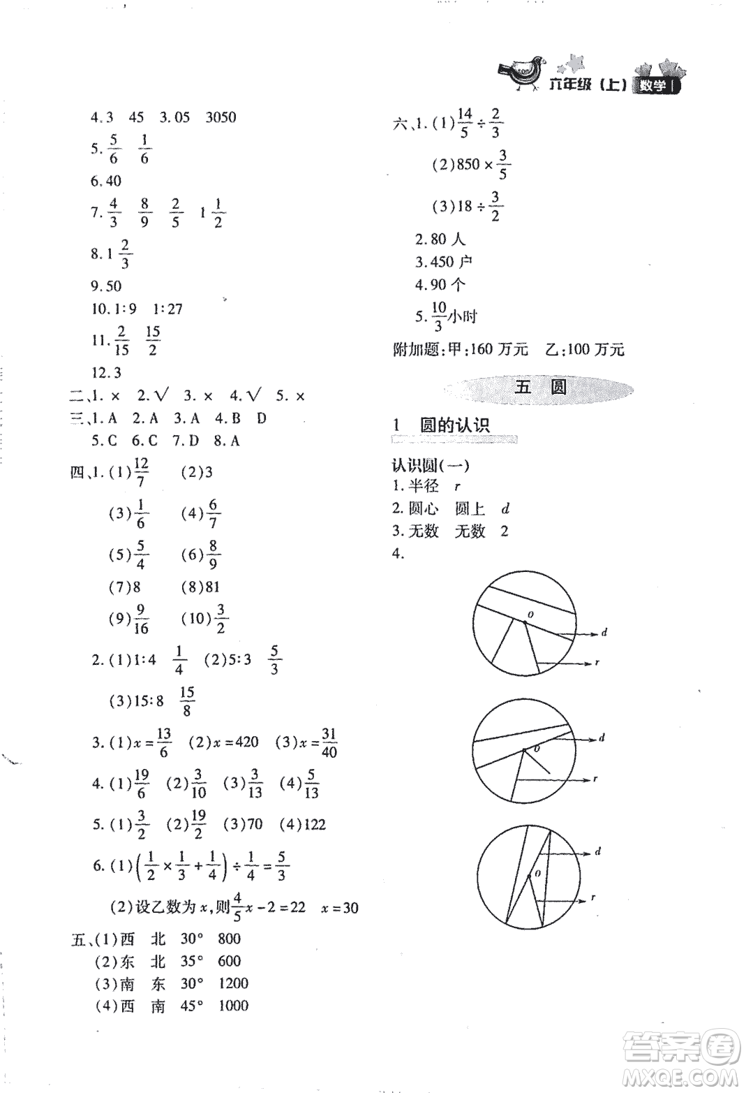 優(yōu)化設(shè)計(jì)課課練2018版六年級(jí)數(shù)學(xué)上冊(cè)人教版參考答案
