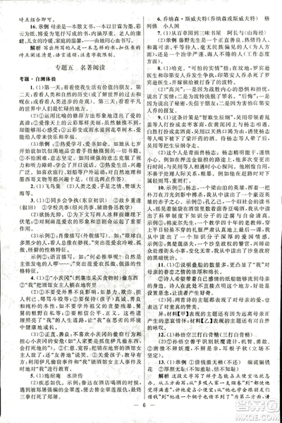2018新版初中總復(fù)習(xí)優(yōu)化設(shè)計第3版語文北師大版參考答案