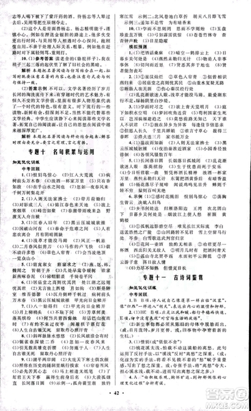 初中總復(fù)習(xí)優(yōu)化設(shè)計(jì)2018人教版語文參考答案