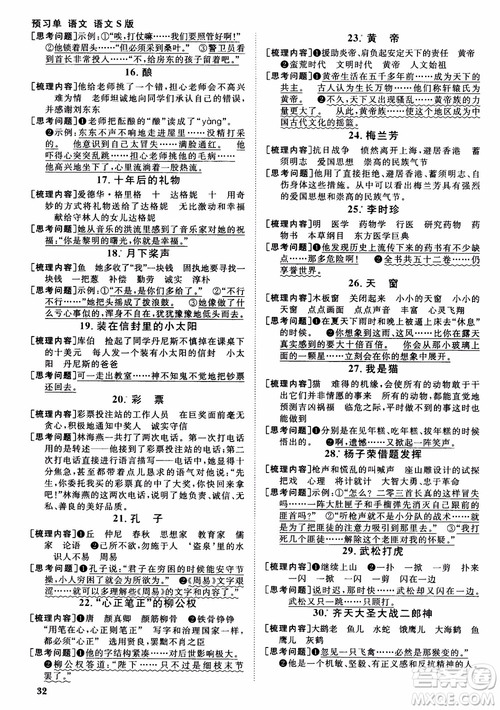 2018新版陽光同學(xué)課時(shí)優(yōu)化作業(yè)五年級(jí)上冊(cè)語文語文s版參考答案