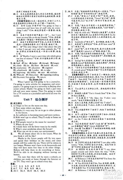 2018人教版新課標(biāo)初中同步學(xué)習(xí)目標(biāo)與檢測八年級英語上冊參考答案
