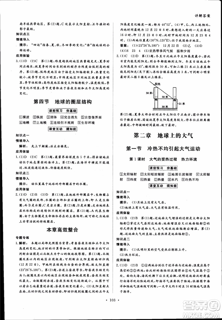2019金版新學(xué)案高一地理必修1高中新課標(biāo)同步導(dǎo)學(xué)參考答案