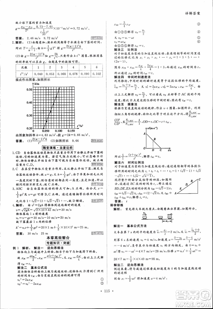 2019高中新課標同步導學金版新學案高一物理必修1參考答案