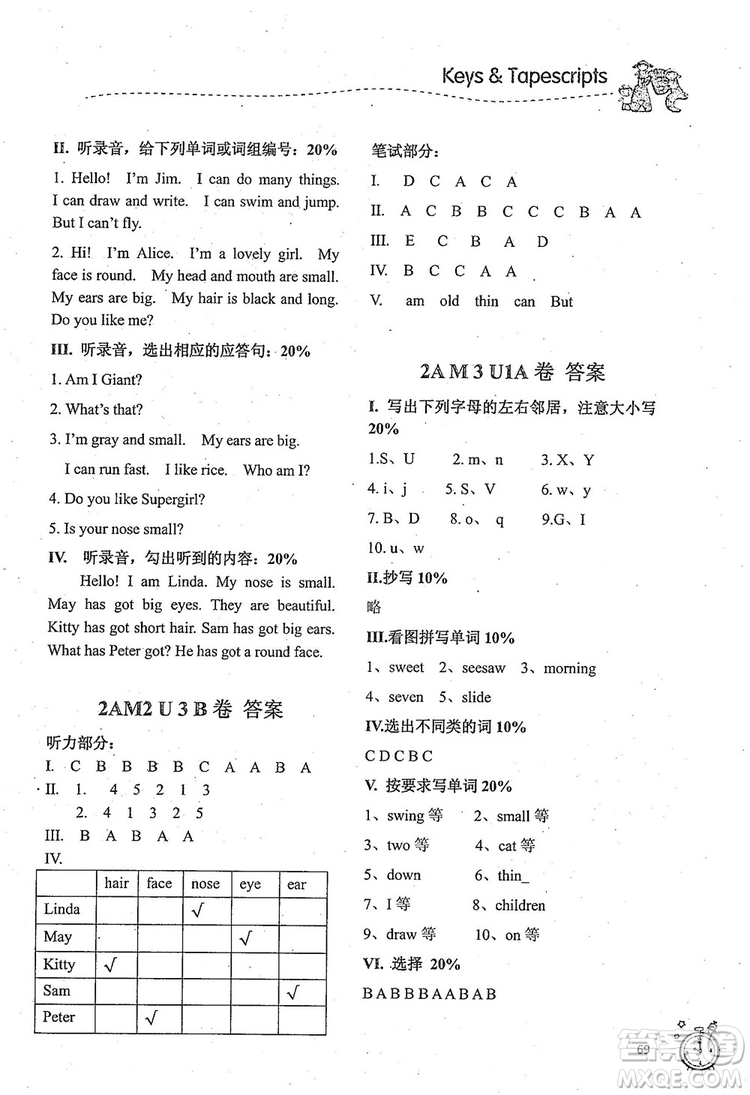 2018版名師精選課課練二年級(jí)上英語(yǔ)N版參考答案