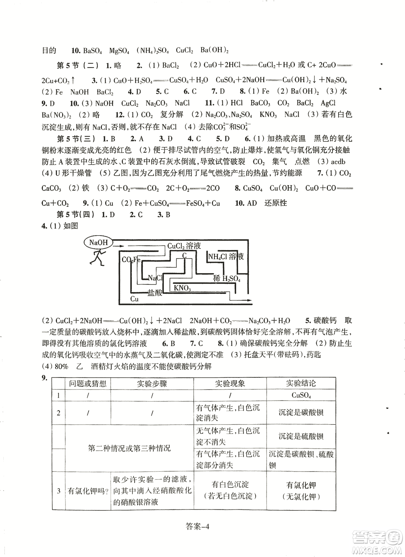 2018每課一練科學(xué)ZH版九年級上冊參考答案