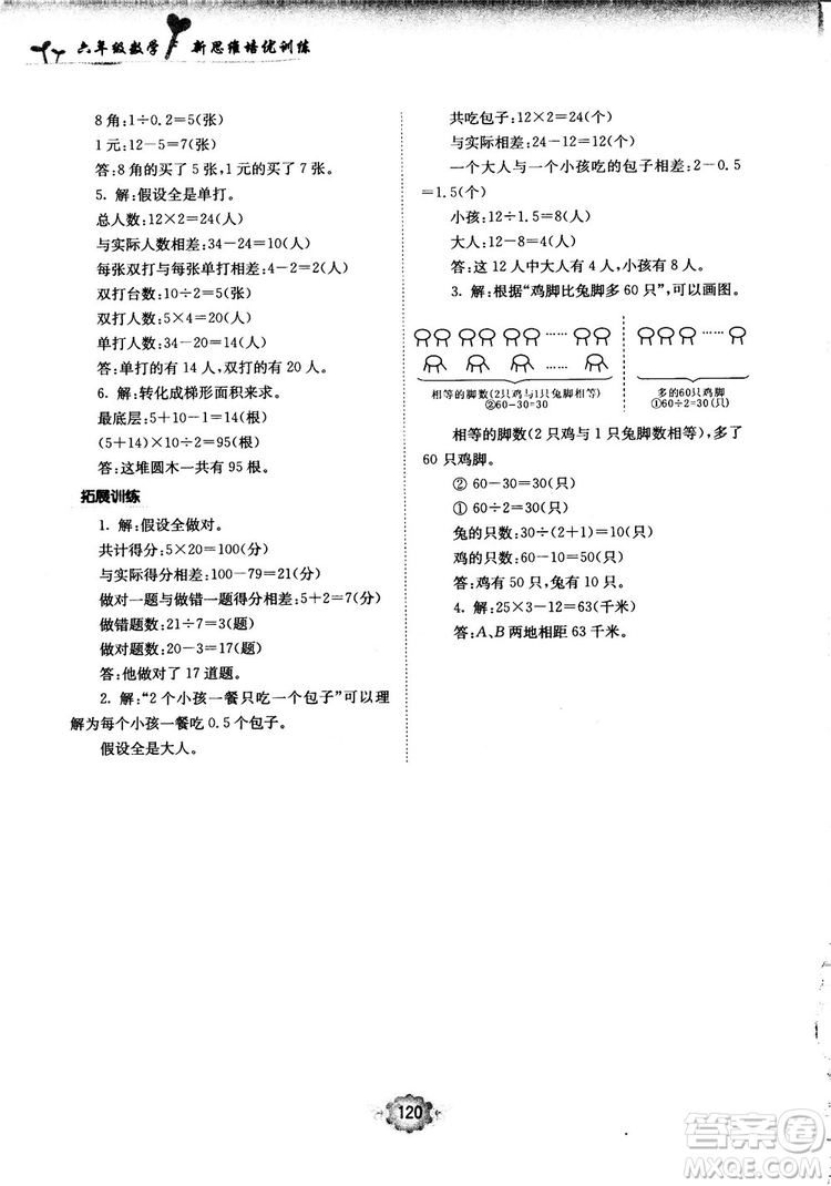 南大勵(lì)學(xué)新思維培優(yōu)訓(xùn)練數(shù)學(xué)六年級(jí)參考答案