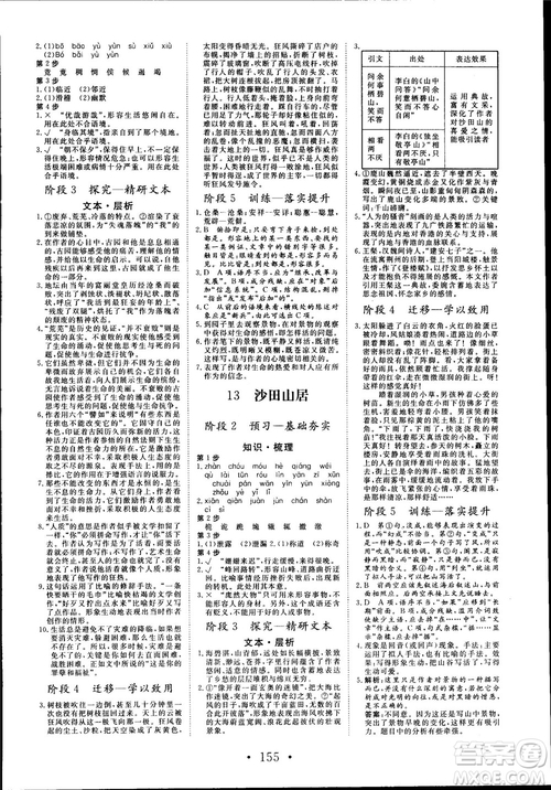 2018版課堂新坐標(biāo)高中同步導(dǎo)學(xué)案語(yǔ)文必修1粵教版參考答案