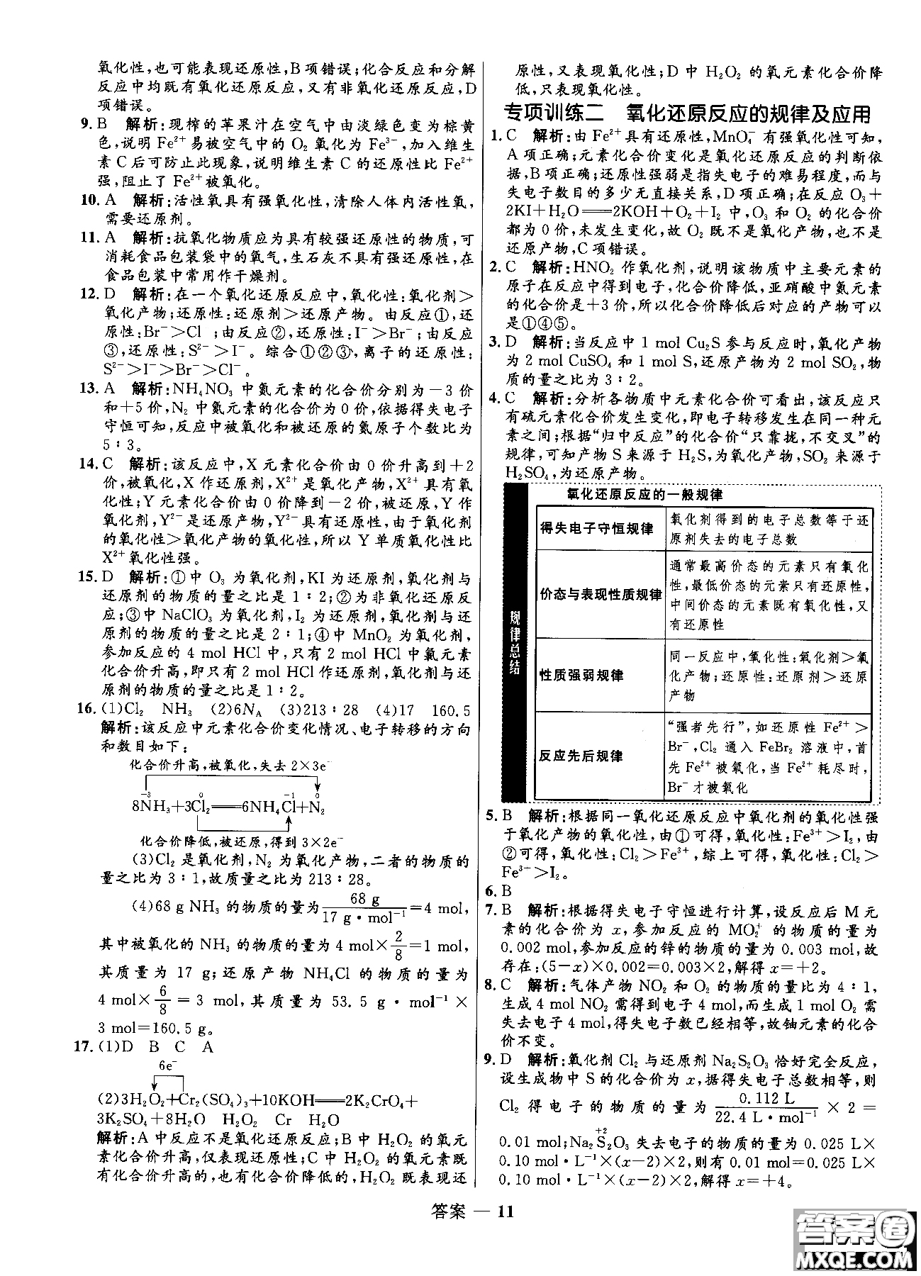 2018全新修訂高中同步測控優(yōu)化訓(xùn)練人教版化學(xué)必修1參考答案