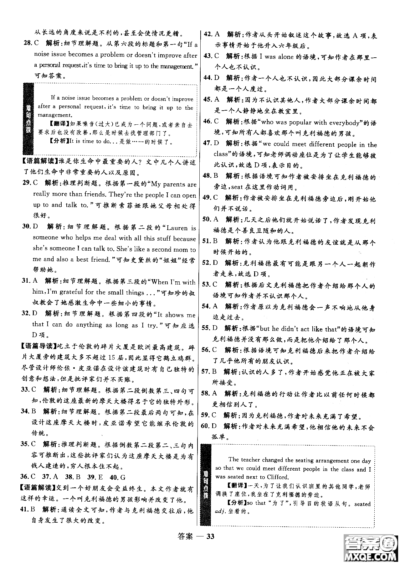 2018年高中同步測控優(yōu)化訓練英語必修1必外研版WY參考答案