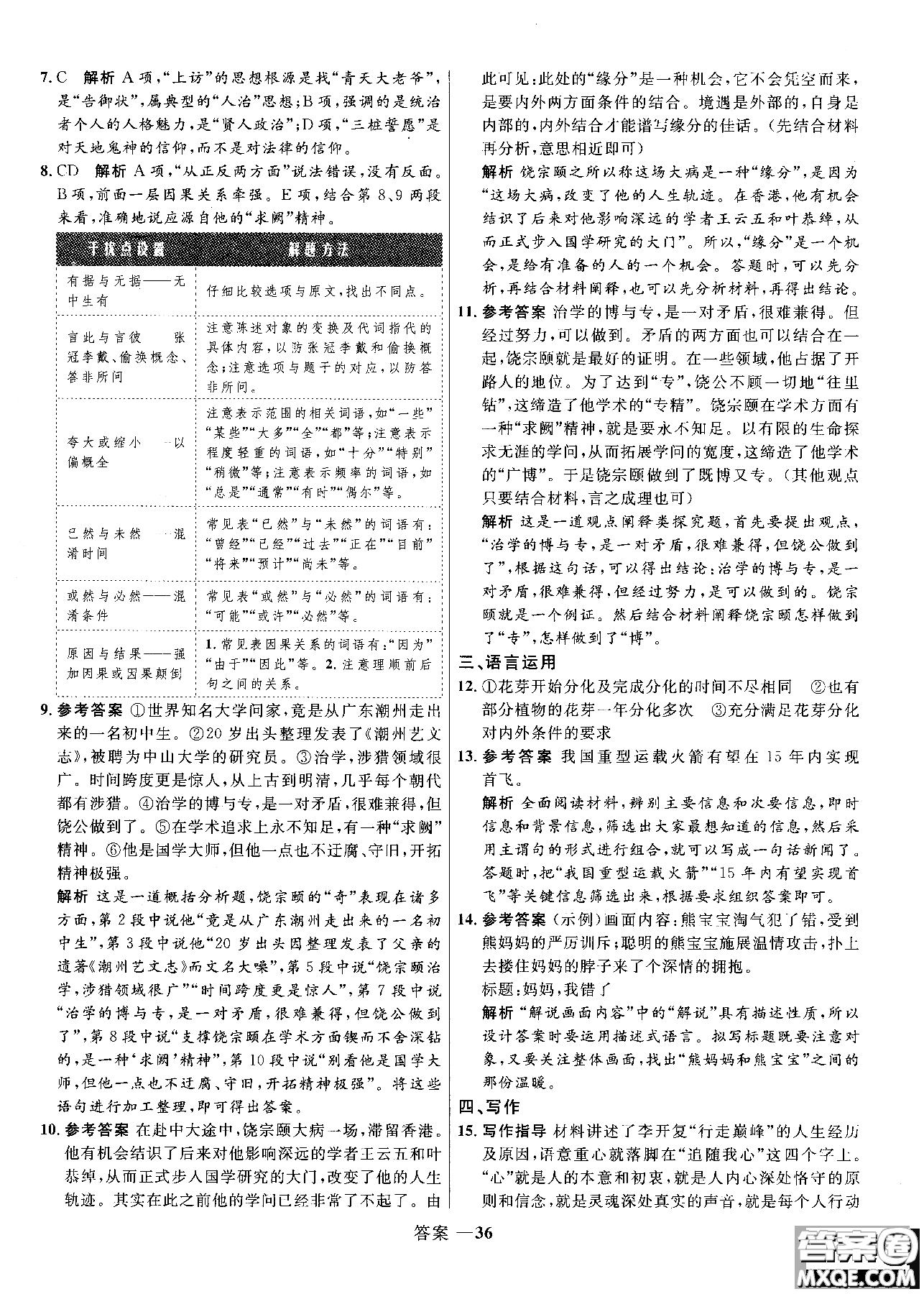2018志鴻優(yōu)化系列叢書高中同步測控優(yōu)化訓(xùn)練語文必修3人教版參考答案