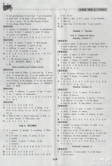 2018版全優(yōu)點(diǎn)練課計(jì)劃七年級(jí)英語(yǔ)上冊(cè)牛津版參考答案