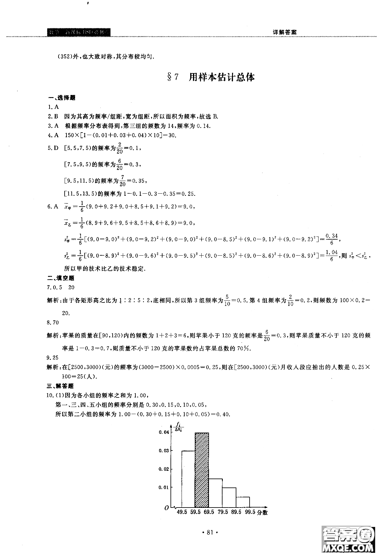 2018版試吧大考卷北師大版數(shù)學(xué)必修三45分鐘課時作業(yè)測試卷參考答案