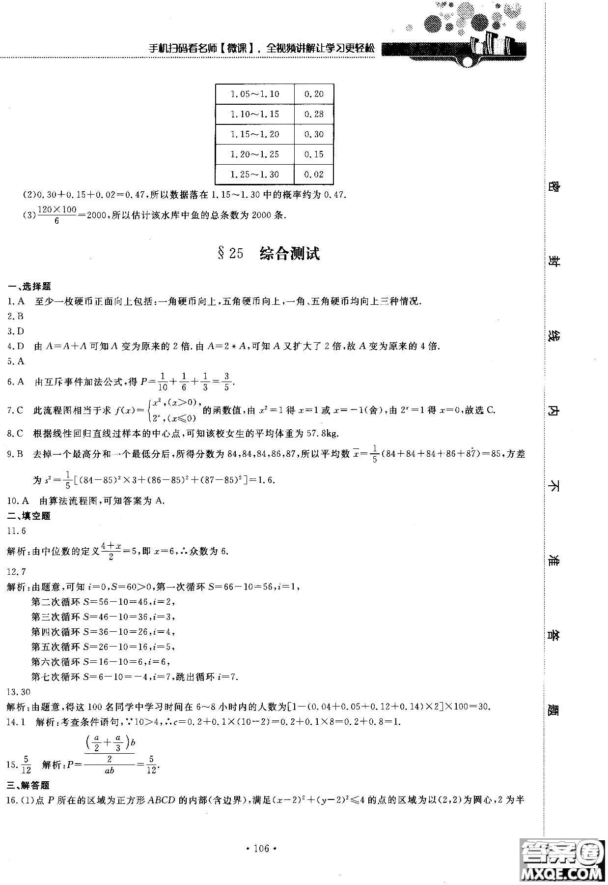 2018版試吧大考卷北師大版數(shù)學(xué)必修三45分鐘課時作業(yè)測試卷參考答案