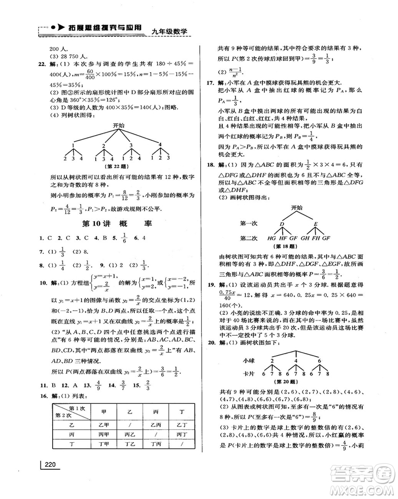 拓展思維探究與應(yīng)用新體驗(yàn)新思維新方法9年級(jí)數(shù)學(xué)參考答案