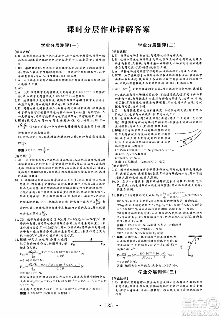 課堂新坐標2018高中同步導學案物理選修1-1人教版參考答案