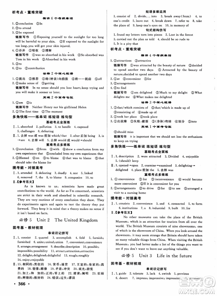 2019英語(yǔ)人教版課堂新坐標(biāo)高三一輪總復(fù)習(xí)參考答案