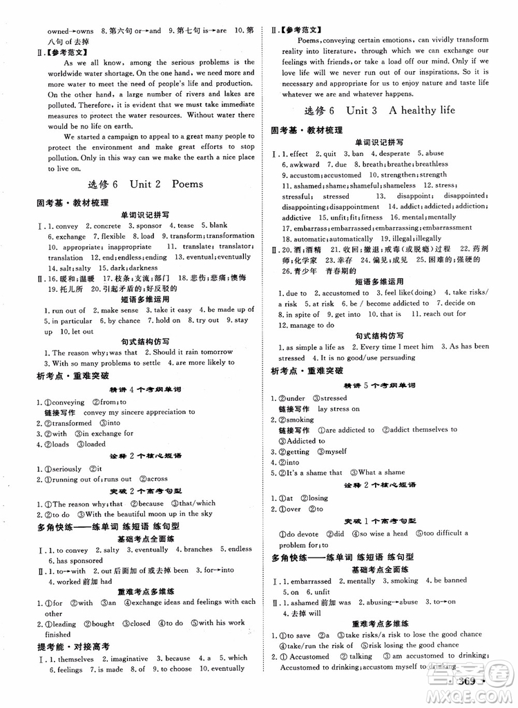 2019英語(yǔ)人教版課堂新坐標(biāo)高三一輪總復(fù)習(xí)參考答案