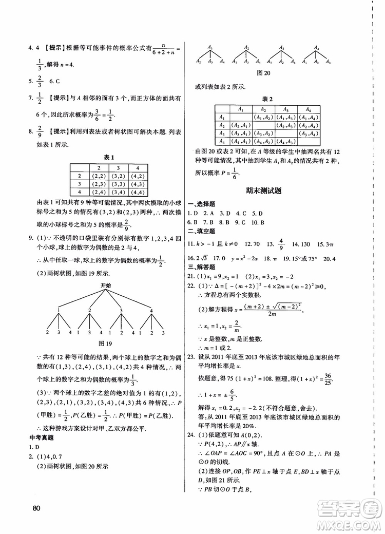 學而思培優(yōu)2018夯實基礎(chǔ)初三數(shù)學跟蹤練習上冊參考答案