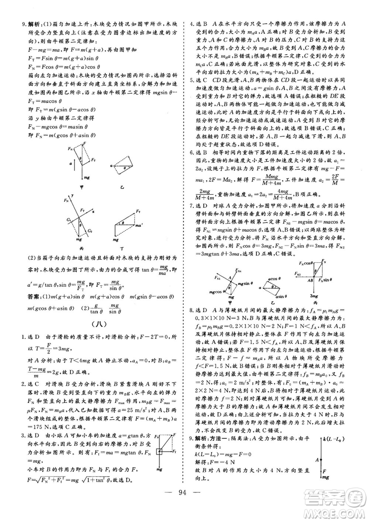 2018年新版三維設(shè)計法定考點加餐訓(xùn)練高三物理參考答案