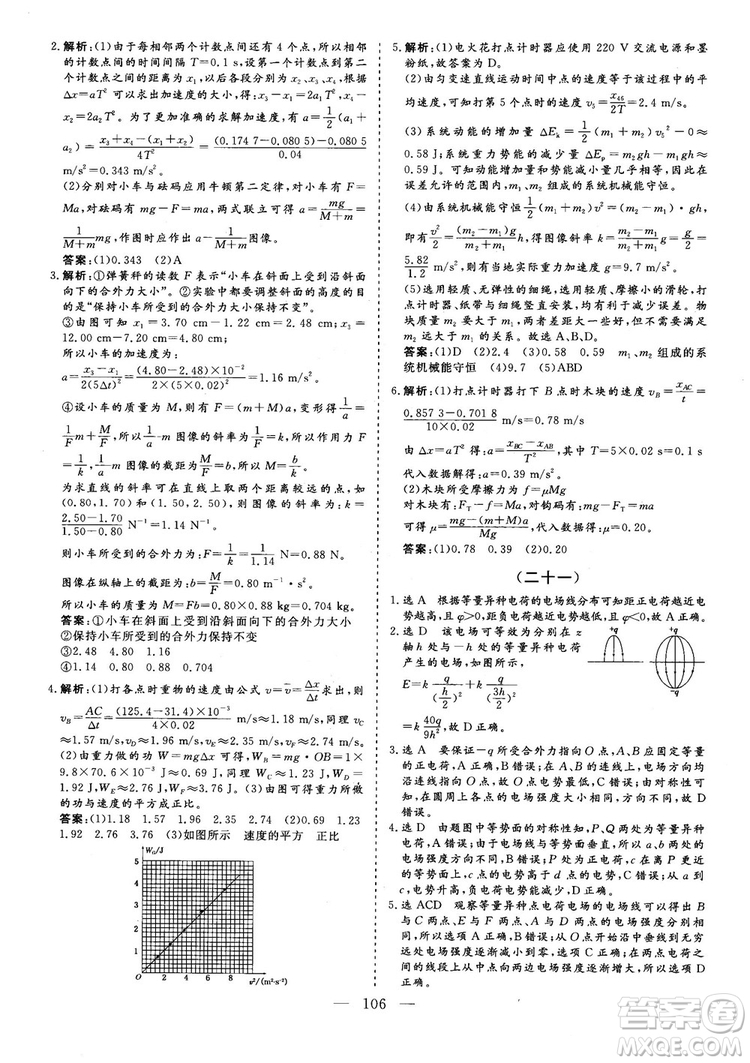2018年新版三維設(shè)計法定考點加餐訓(xùn)練高三物理參考答案