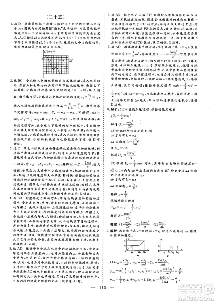 2018年新版三維設(shè)計法定考點加餐訓(xùn)練高三物理參考答案
