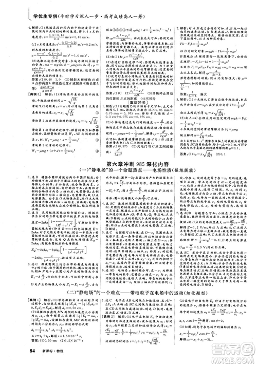2018年新版三維設(shè)計法定考點加餐訓(xùn)練高三物理參考答案